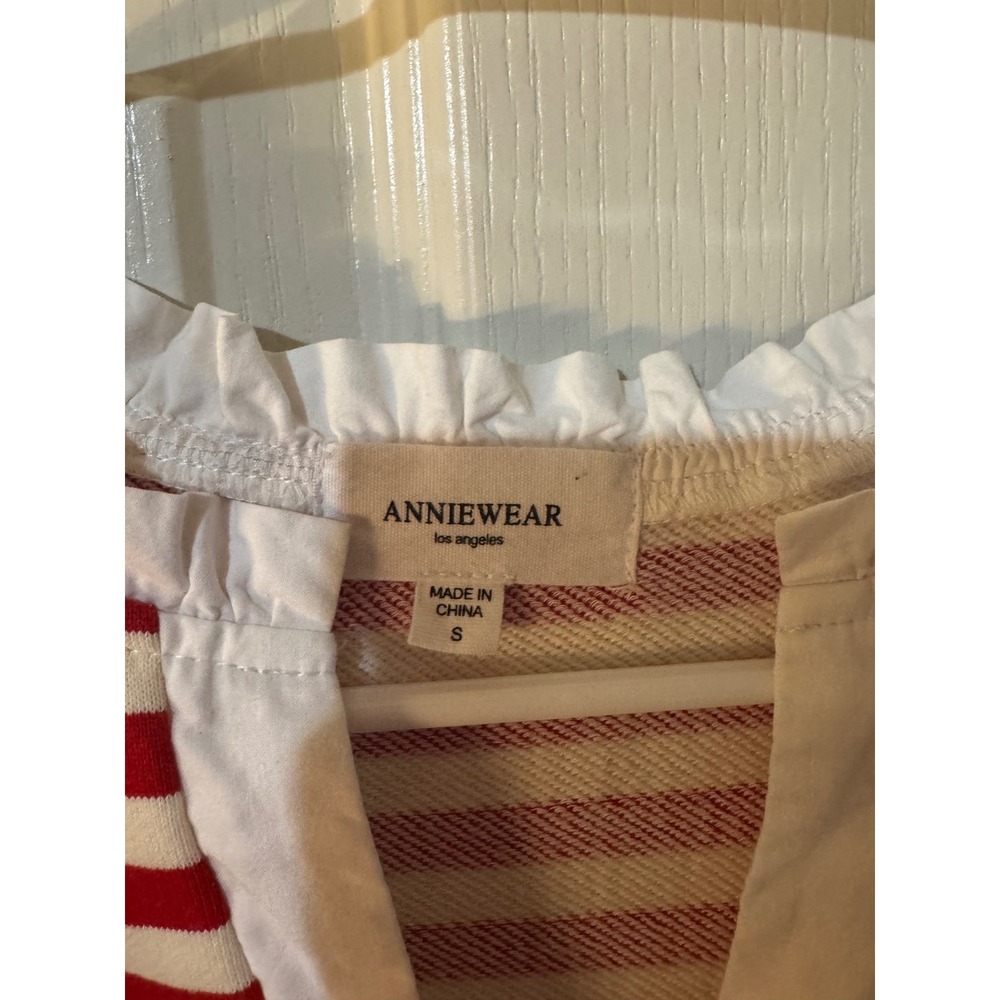Anniewear‎ Red Striped Dress Ruffle Sleeves Tiered Casual Mini Dress S - Picture 5 of 8
